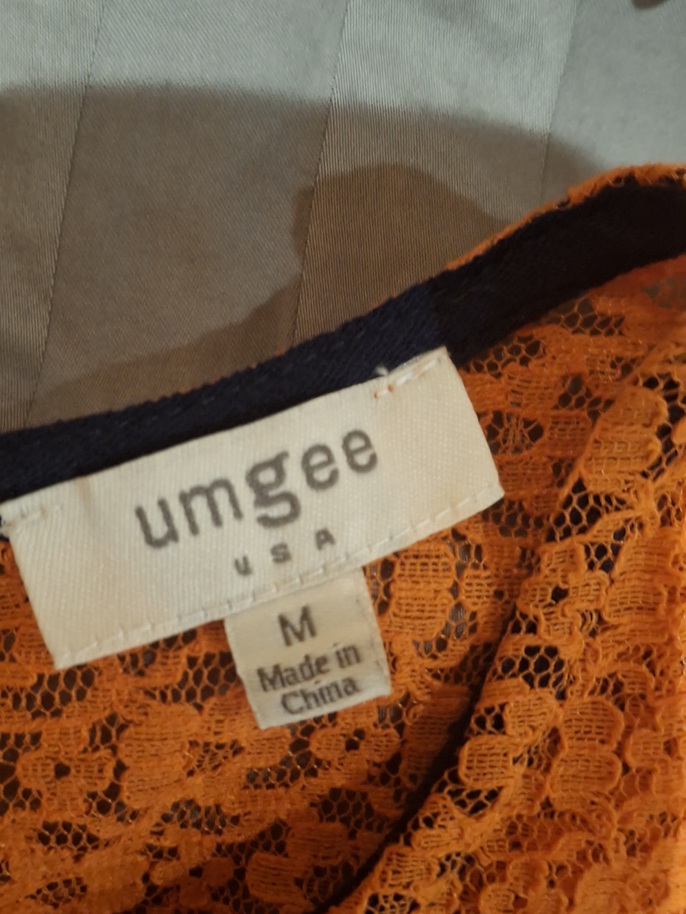 Umgee Navy and Orange Crochet Trim Mini Dress - Picture 3 of 11